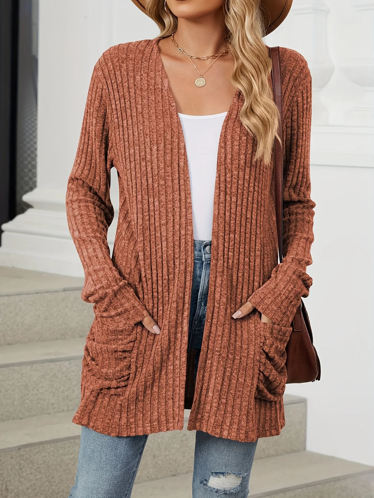 Plus Size Open Front Cardigan