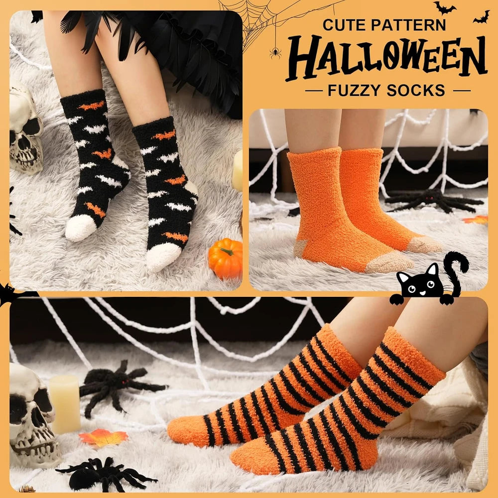 Fuzzy Halloween Slipper Socks