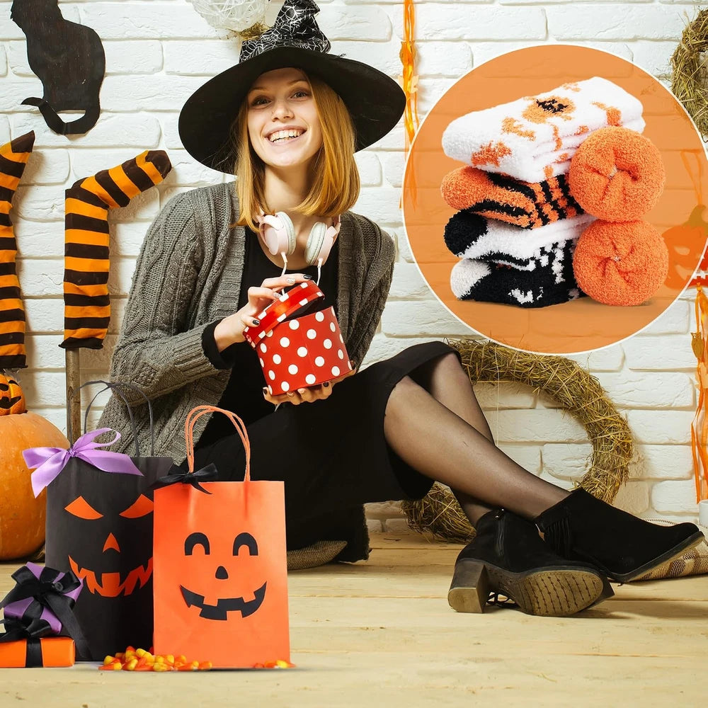 Fuzzy Halloween Slipper Socks
