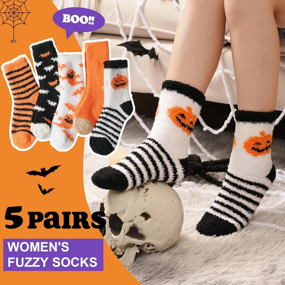 Fuzzy Halloween Slipper Socks