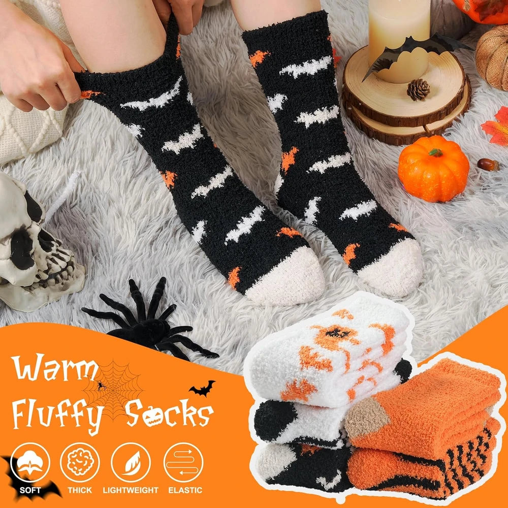 Fuzzy Halloween Slipper Socks