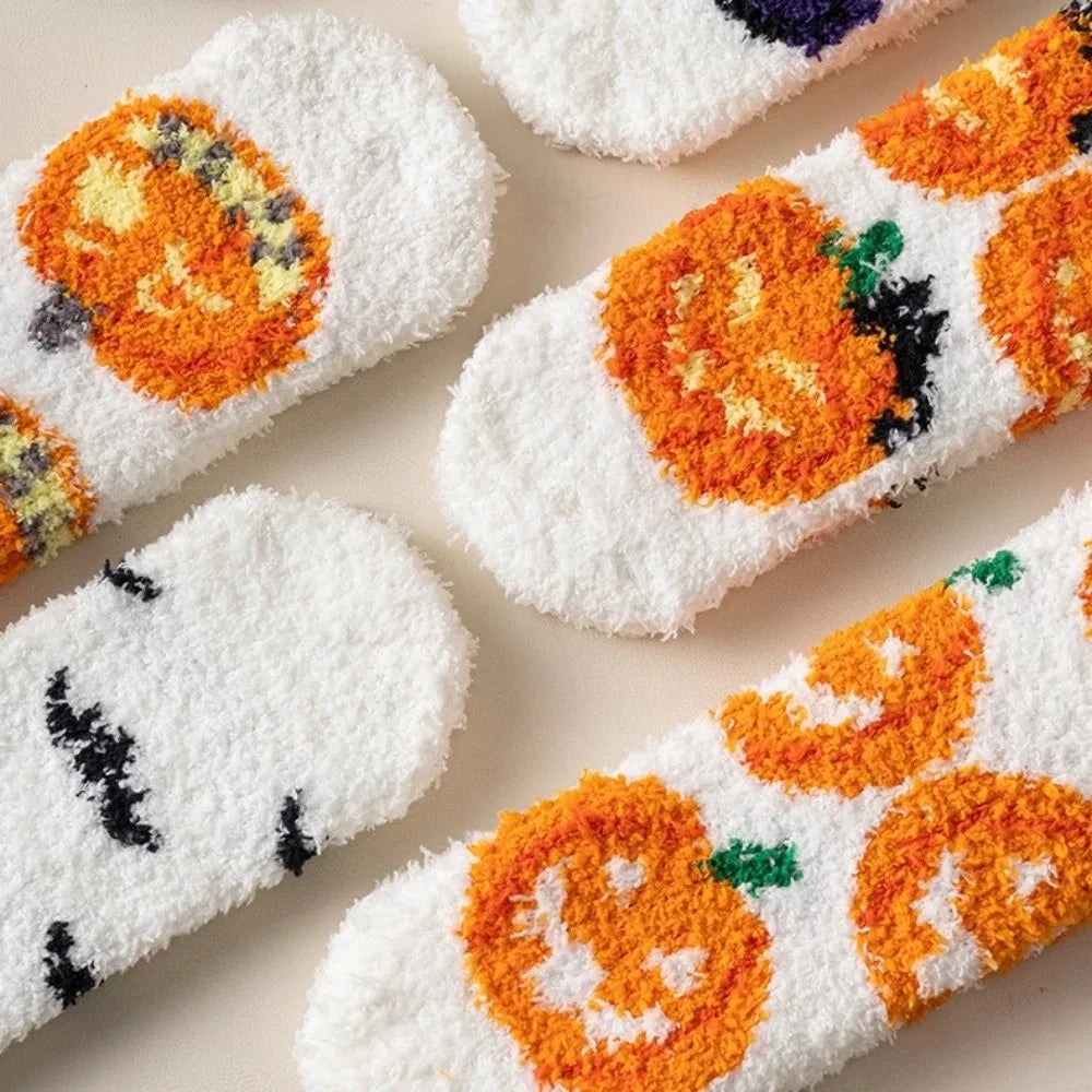Spider Soft Coral Fleece Halloween Socks