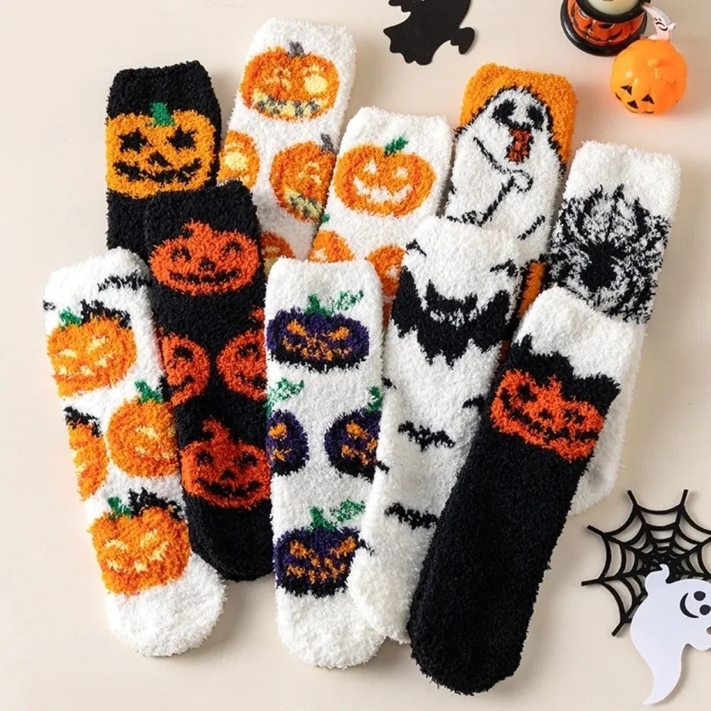 Spider Soft Coral Fleece Halloween Socks