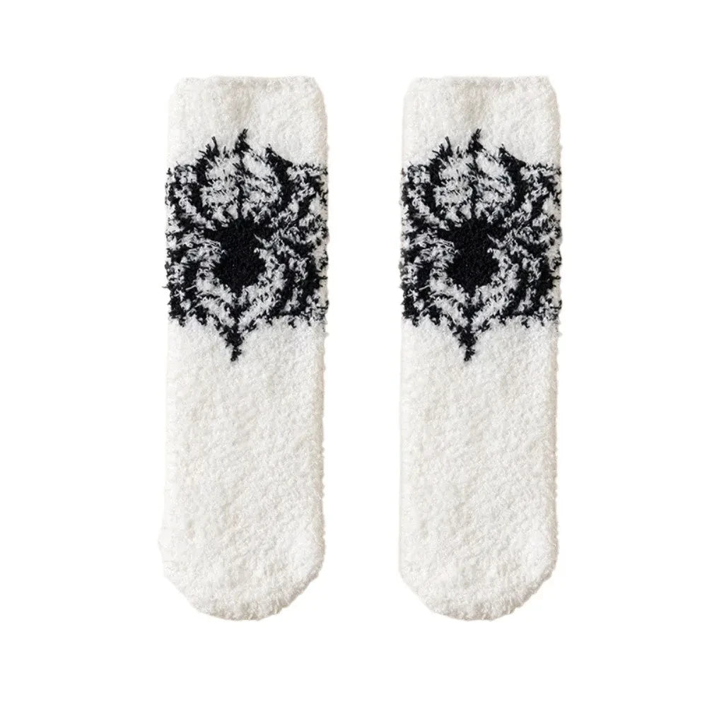 Spider Soft Coral Fleece Halloween Socks