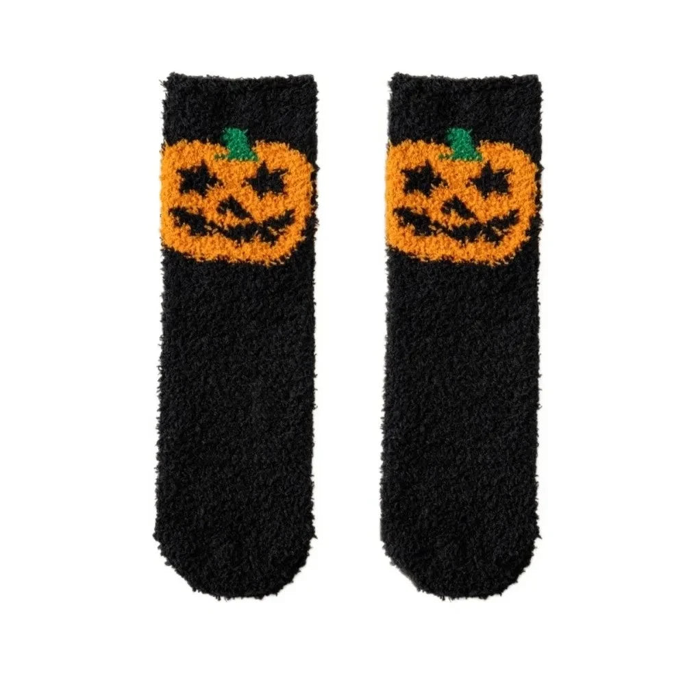 Spider Soft Coral Fleece Halloween Socks