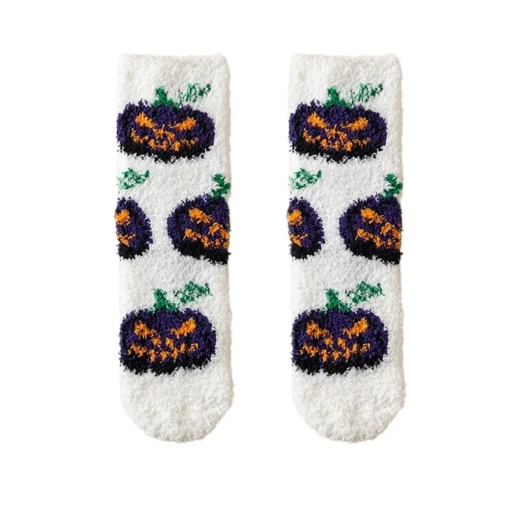Spider Soft Coral Fleece Halloween Socks