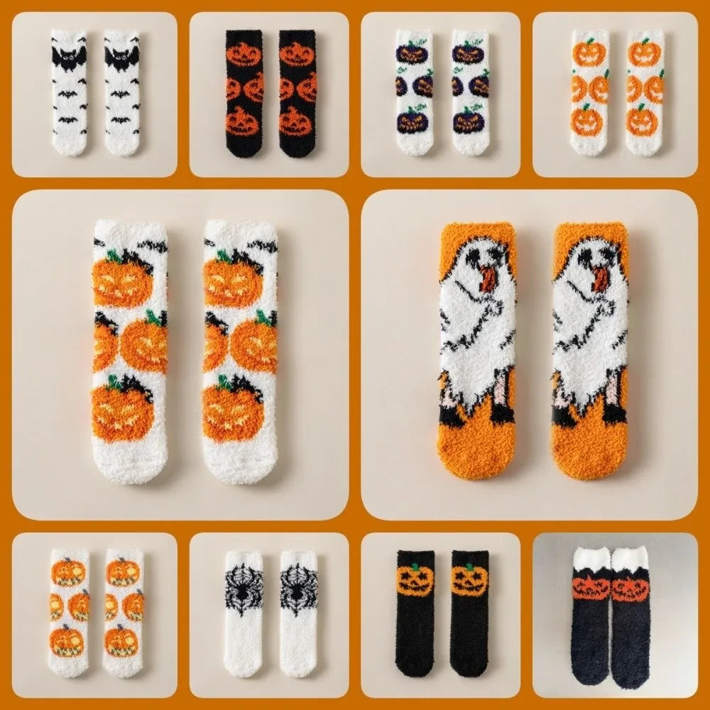 Spider Soft Coral Fleece Halloween Socks