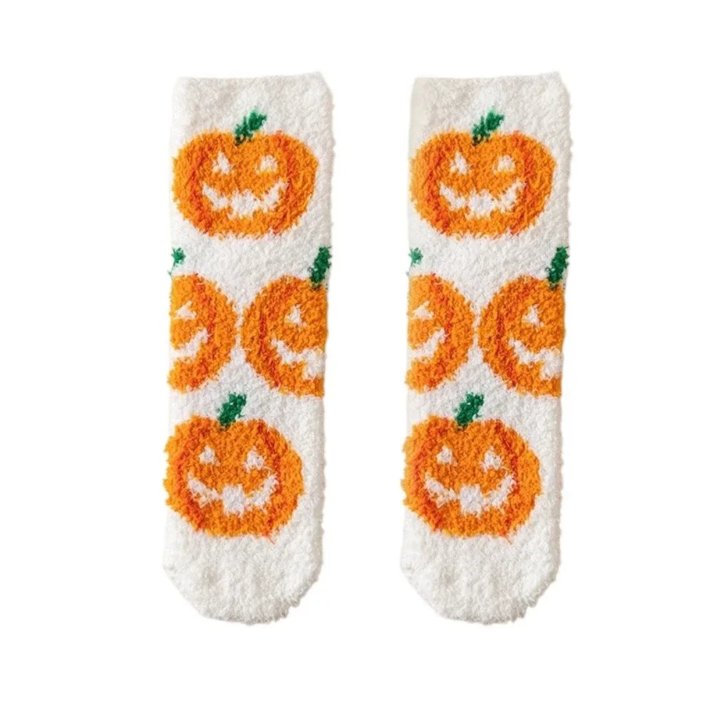 Spider Soft Coral Fleece Halloween Socks