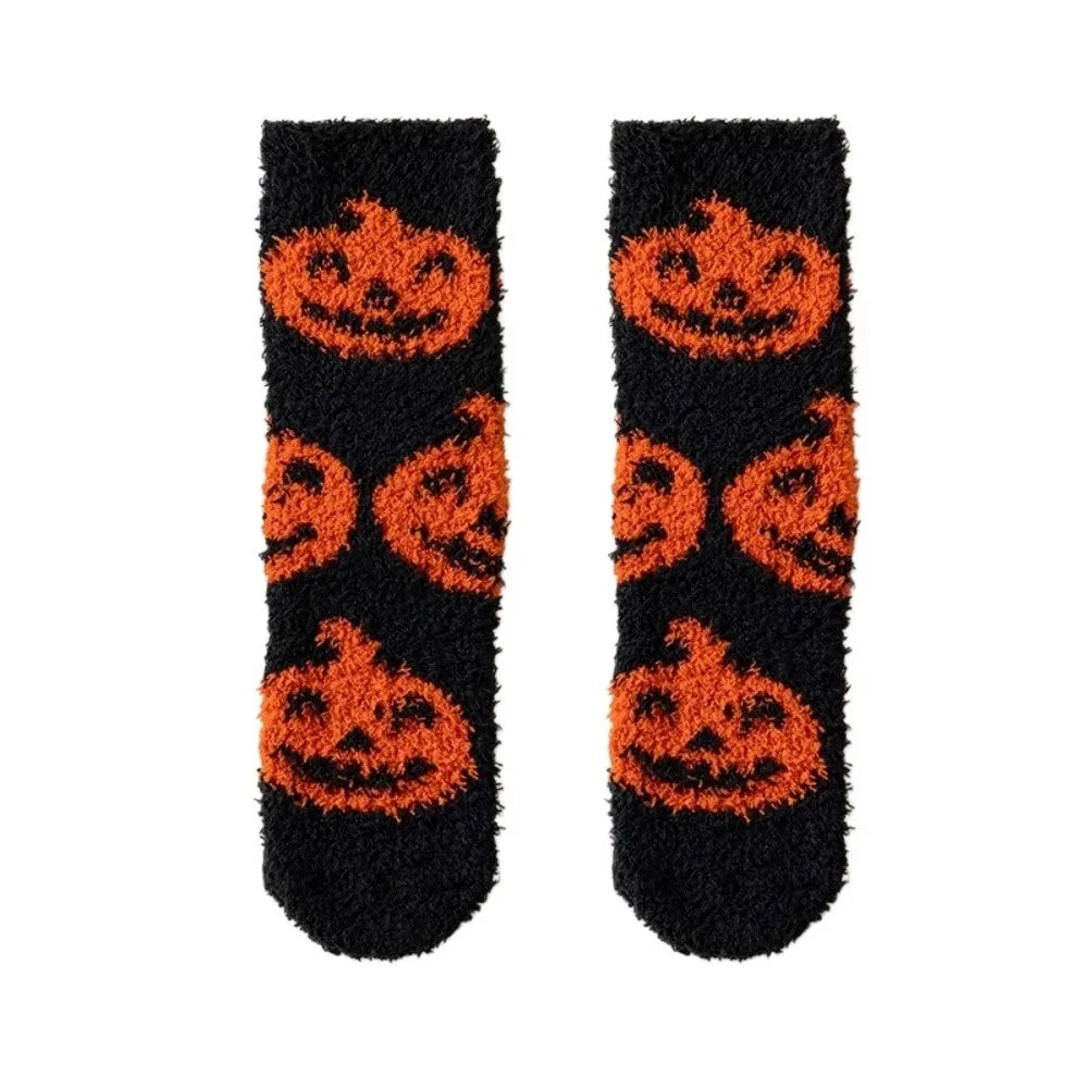 Spider Soft Coral Fleece Halloween Socks