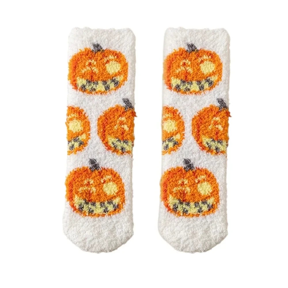 Spider Soft Coral Fleece Halloween Socks