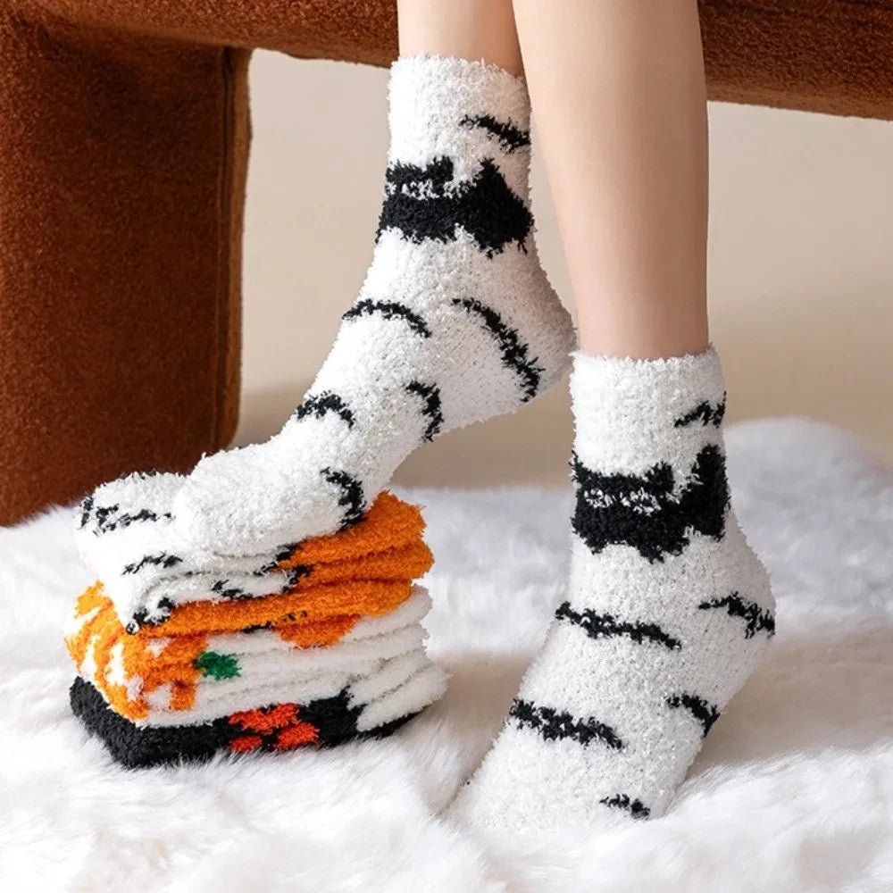 Spider Soft Coral Fleece Halloween Socks