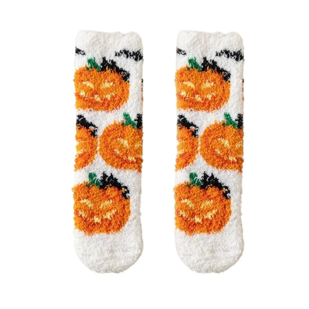 Spider Soft Coral Fleece Halloween Socks