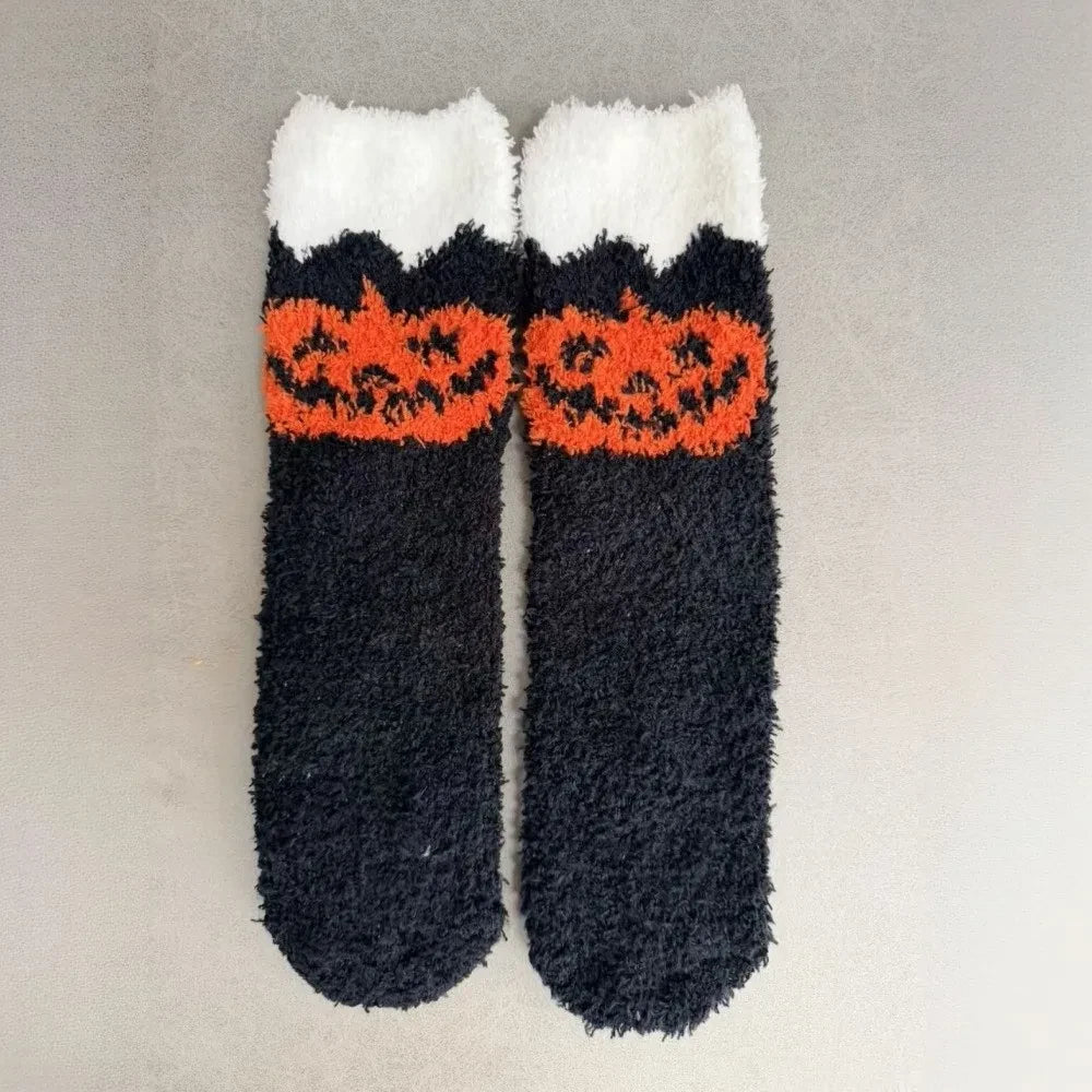 Spider Soft Coral Fleece Halloween Socks
