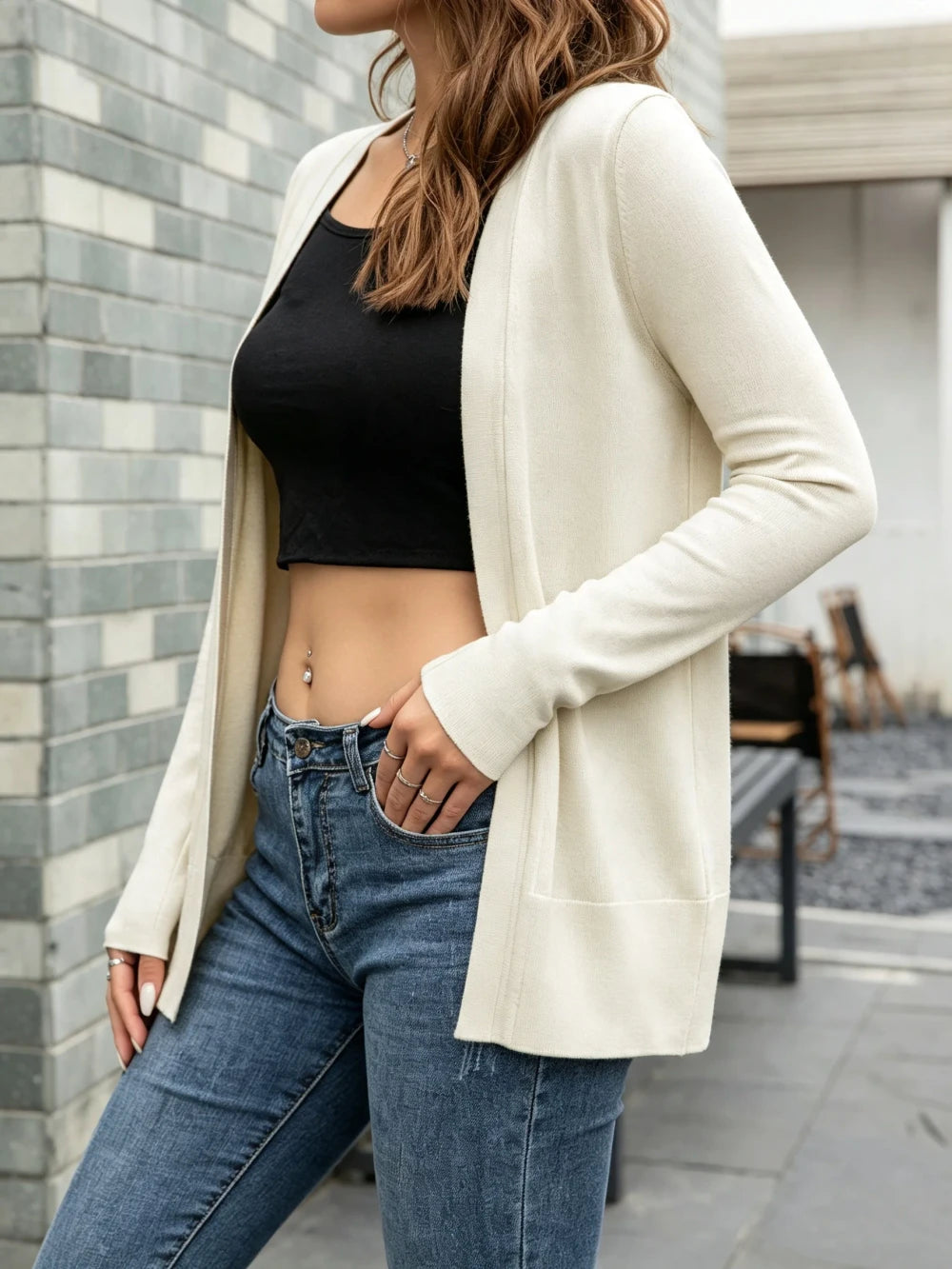 Open Front Knit Cardigan