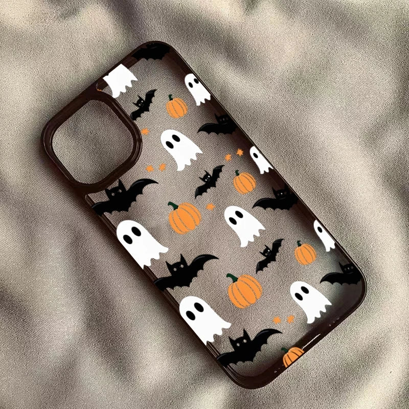 Ghost Bat Pumpkin Halloween Clear Phone Case