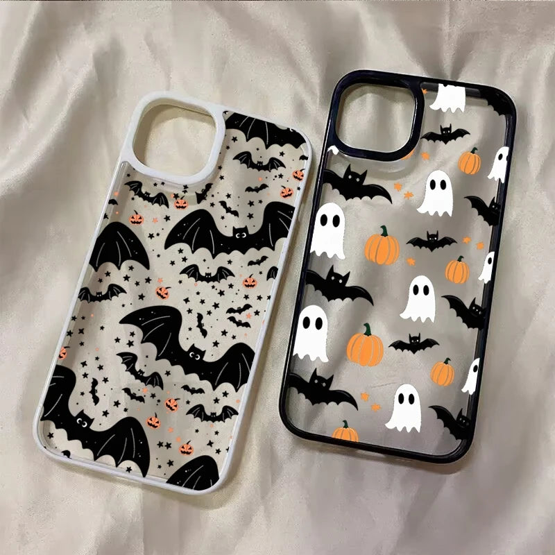 Ghost Bat Pumpkin Halloween Clear Phone Case