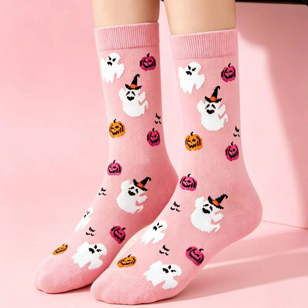1 Pair of Halloween Casual Socks for Men and Women in Autumn and Winter, Fun Pumpkin Bat Socks, Perfect Gift for Halloween