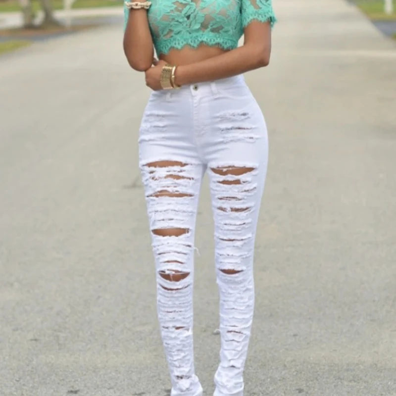 High Waist Ripped Jeans