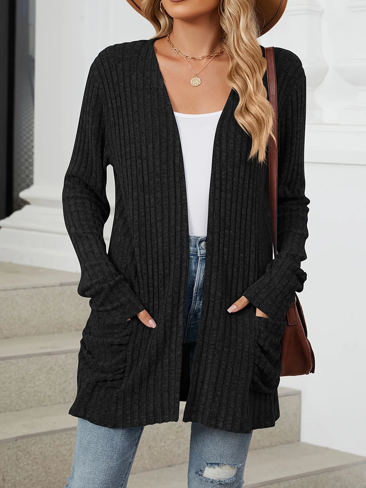 Plus Size Open Front Cardigan