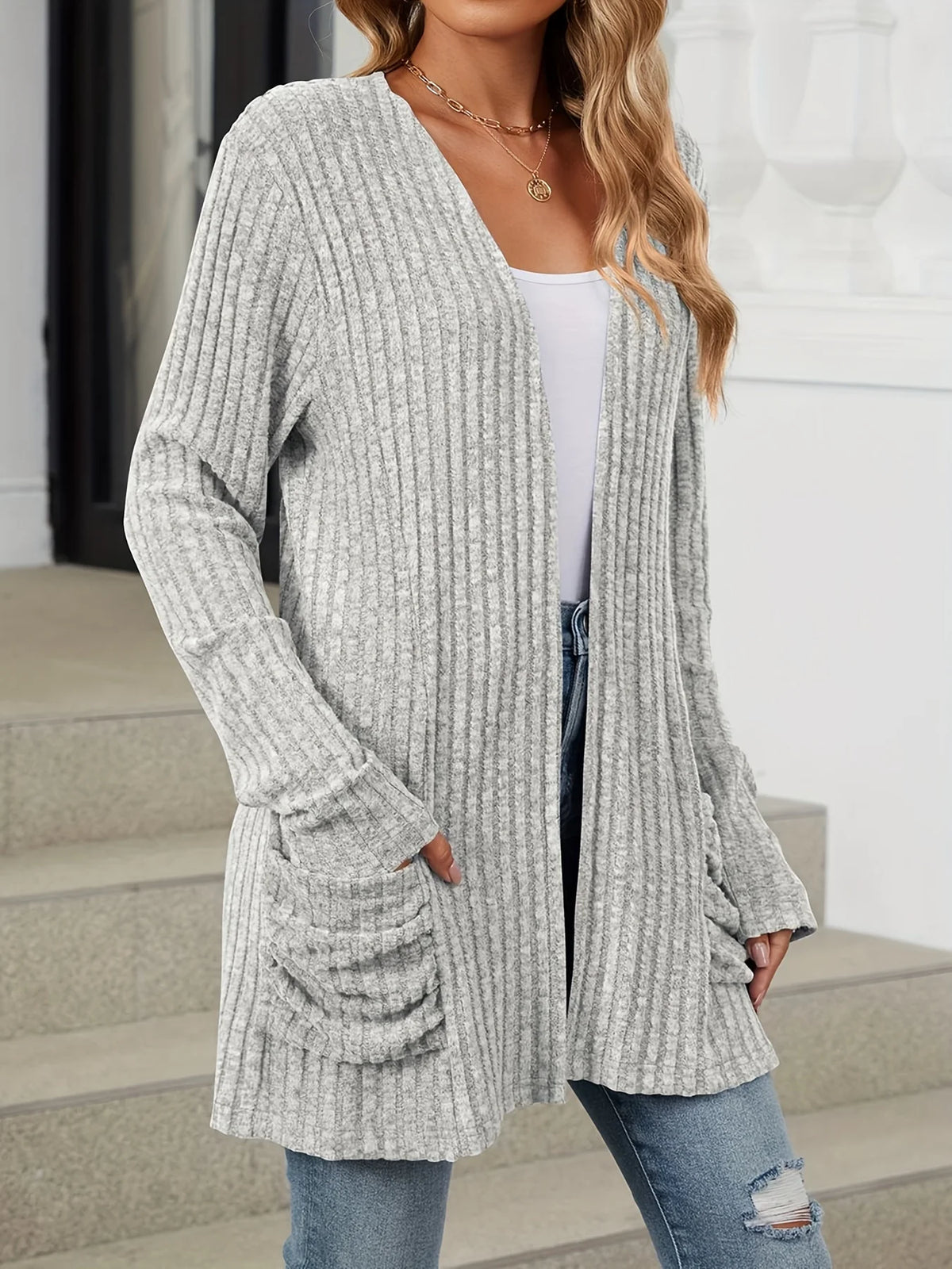 Plus Size Open Front Cardigan