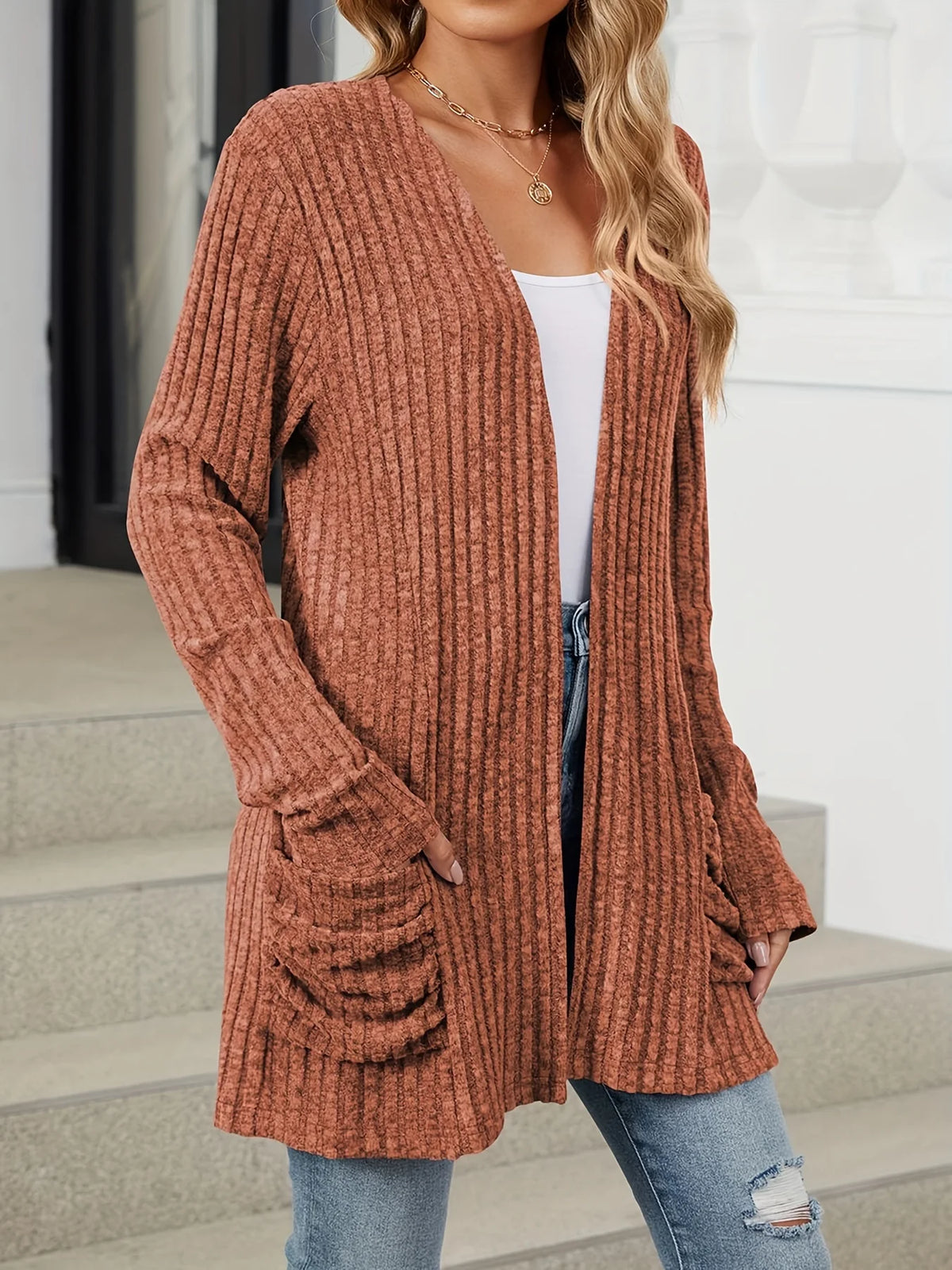Plus Size Open Front Cardigan