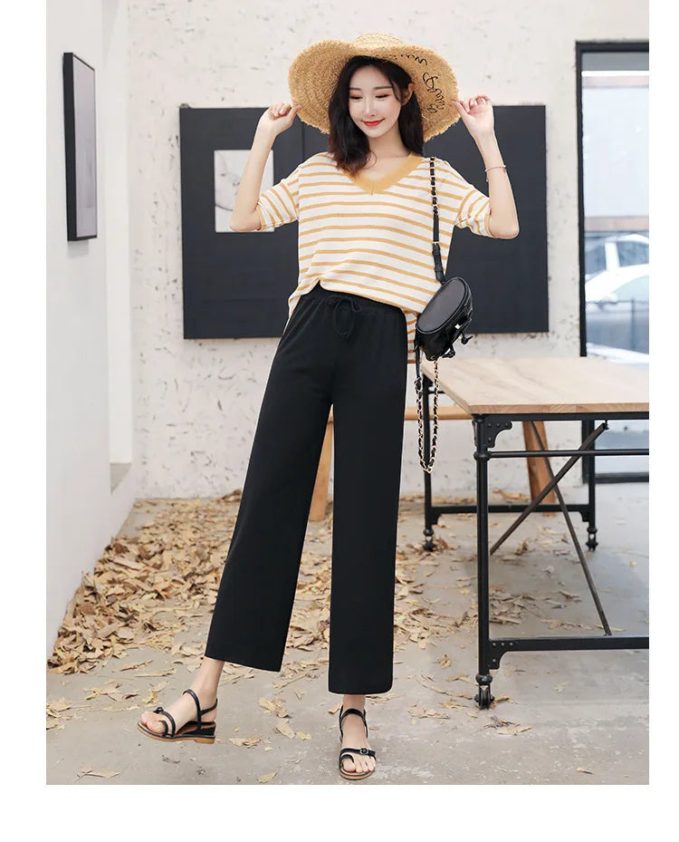 Ankle-Length Wide Leg Pants