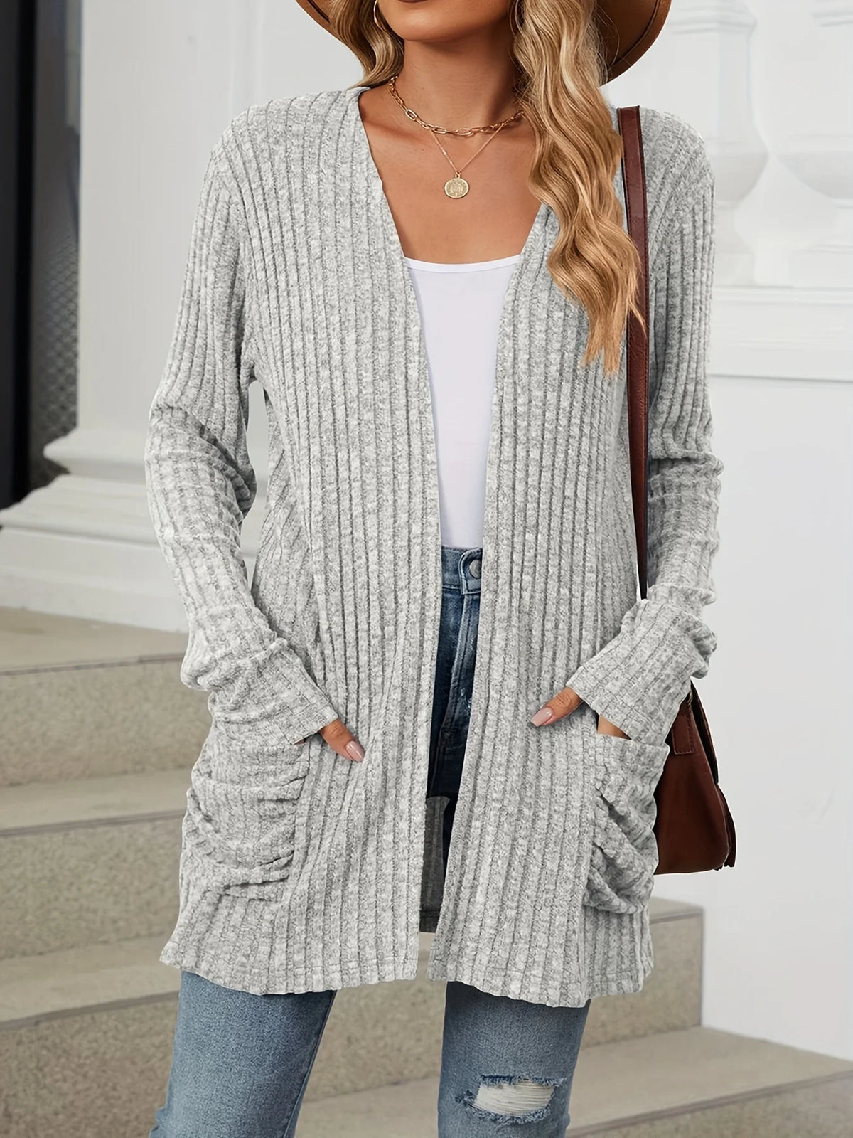 Plus Size Open Front Cardigan