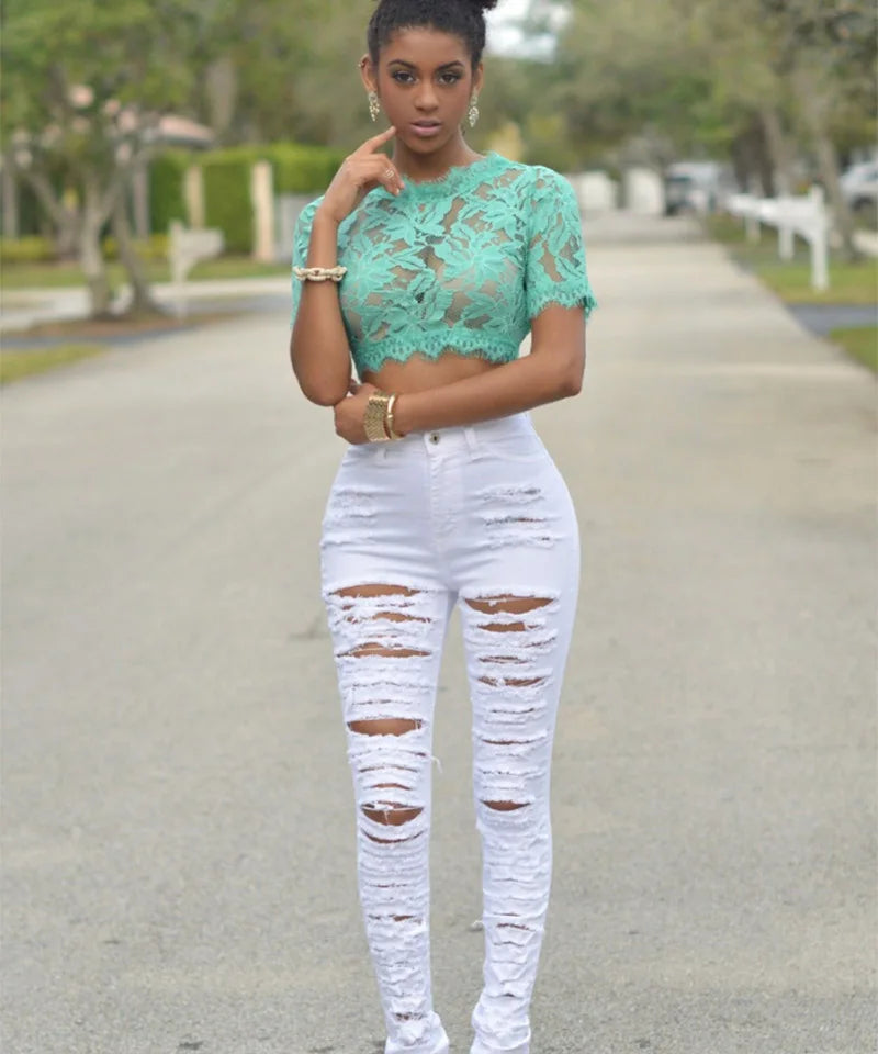 High Waist Ripped Jeans