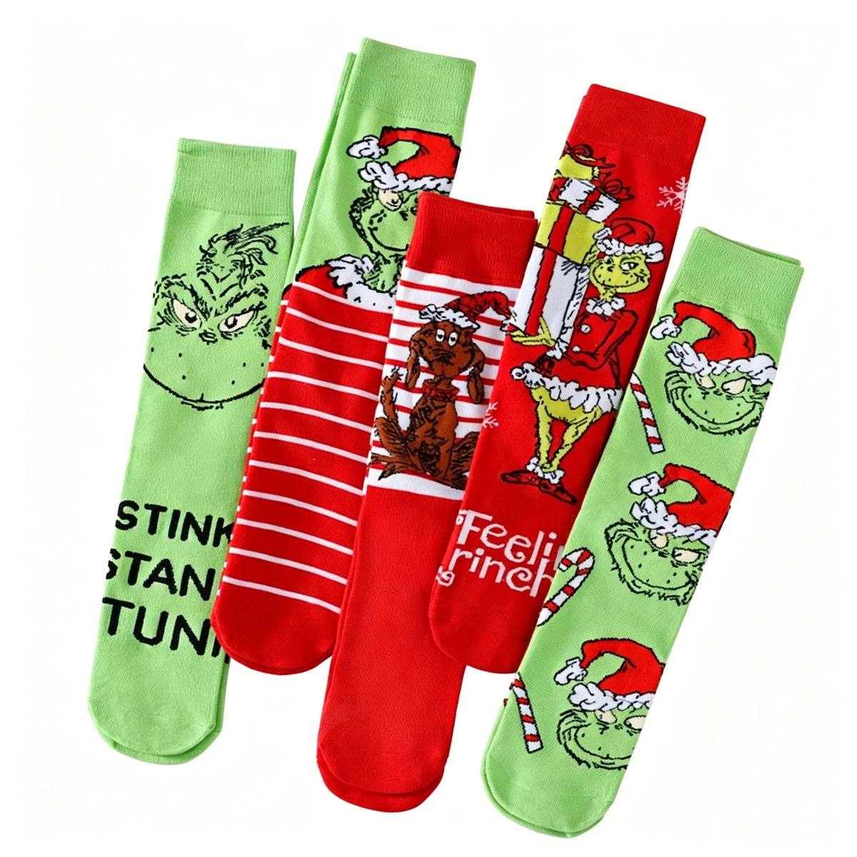 5 Pairs of Novel and Interesting Christmas Cartoon Women's High Socks Breathable Cotton Printed Couple Knitted Gift Socks