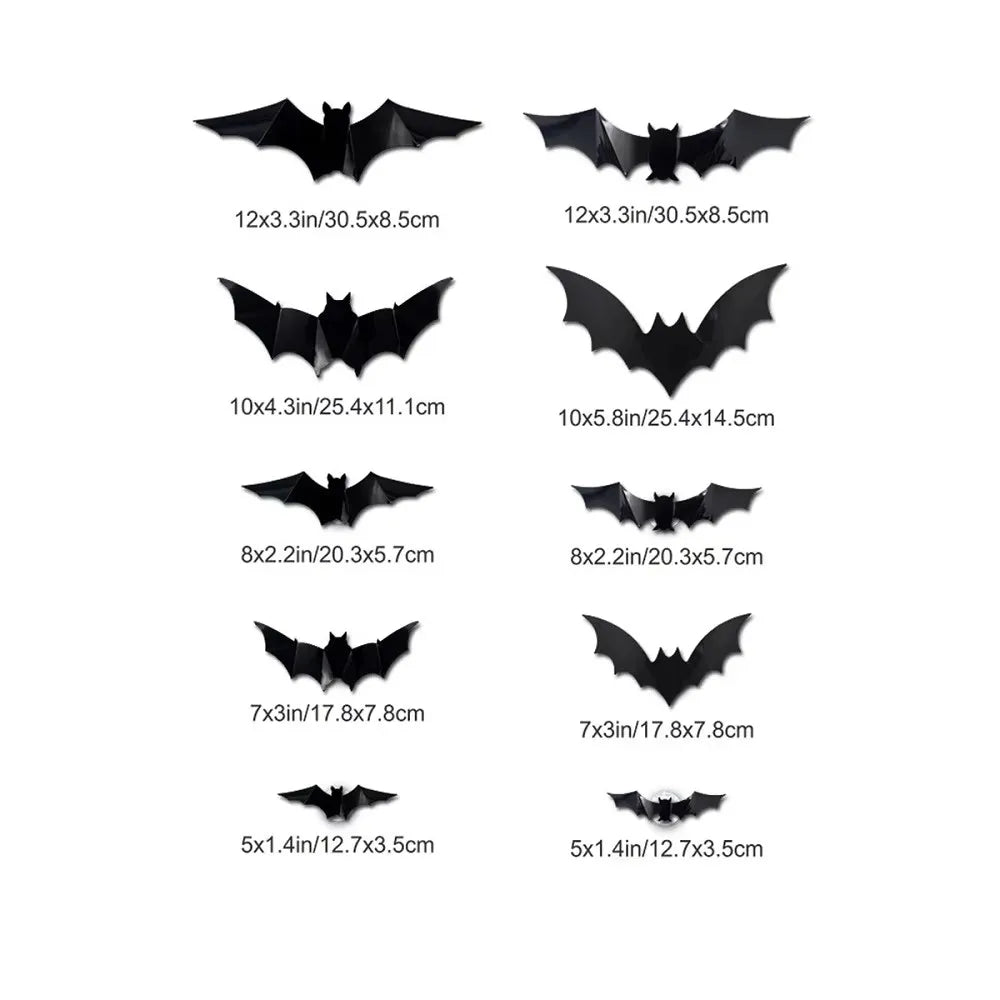 12/24pcs Halloween Bat Party Decal LED