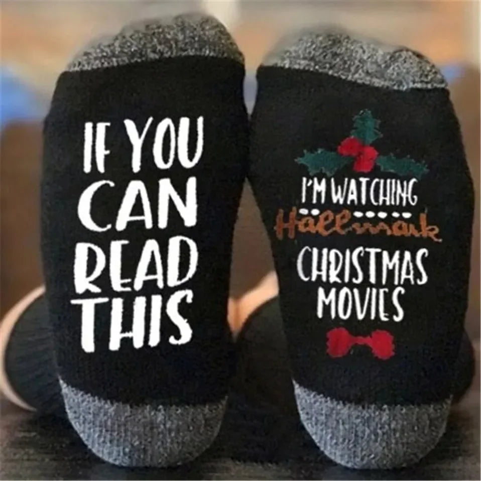 New Year Socks IF YOU CAN READ THIS I'M WATCHING CHRISTMAS MOVIES Socks Women Men Spring Winter Socks New Year Gift
