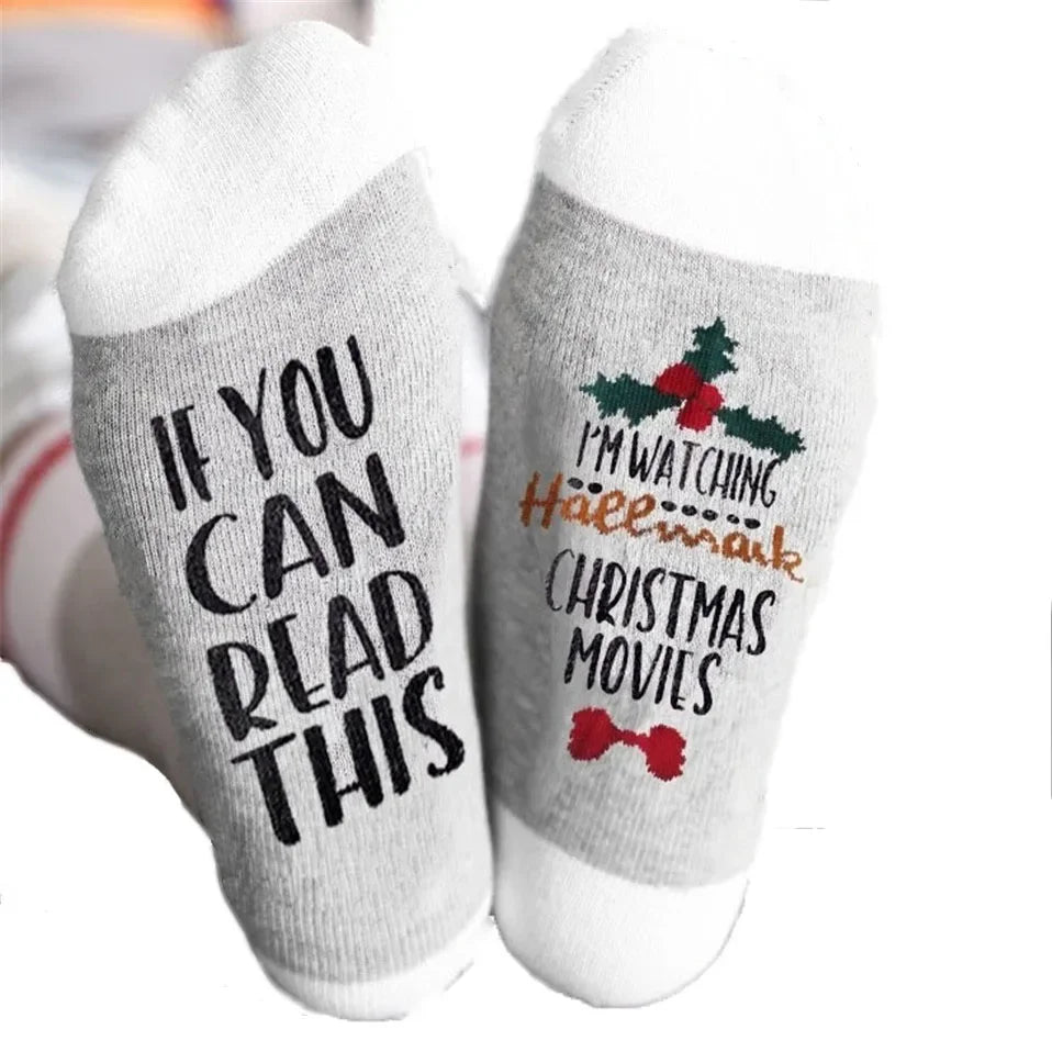 New Year Socks IF YOU CAN READ THIS I'M WATCHING CHRISTMAS MOVIES Socks Women Men Spring Winter Socks New Year Gift