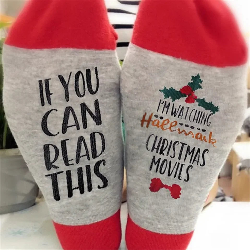 New Year Socks IF YOU CAN READ THIS I'M WATCHING CHRISTMAS MOVIES Socks Women Men Spring Winter Socks New Year Gift
