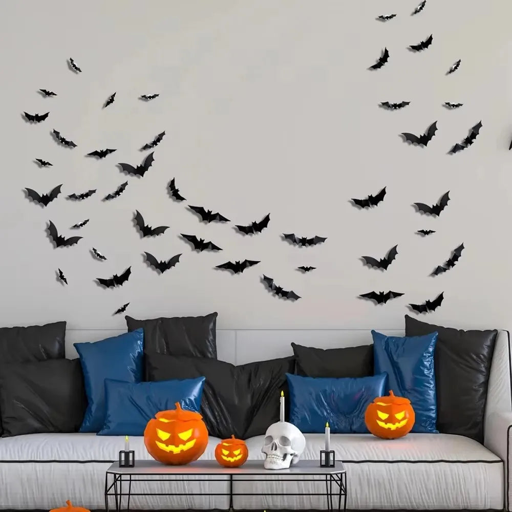 12/24pcs Halloween Bat Party Decal LED