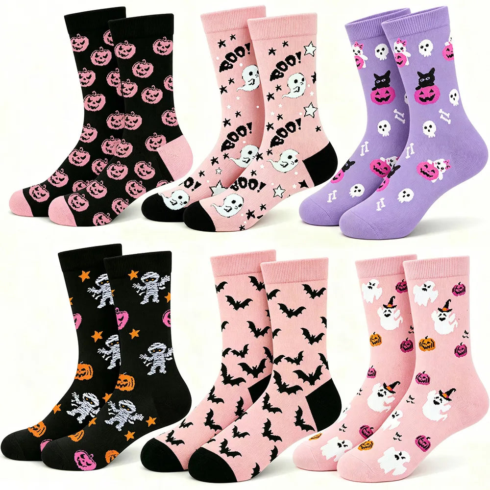 1 Pair of Halloween Casual Socks for Men and Women in Autumn and Winter, Fun Pumpkin Bat Socks, Perfect Gift for Halloween