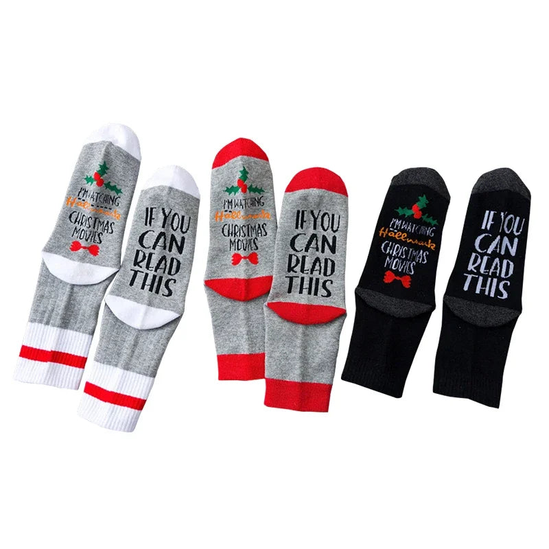 New Year Socks IF YOU CAN READ THIS I'M WATCHING CHRISTMAS MOVIES Socks Women Men Spring Winter Socks New Year Gift