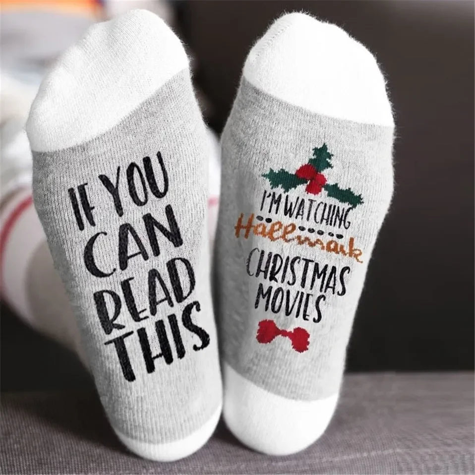 New Year Socks IF YOU CAN READ THIS I'M WATCHING CHRISTMAS MOVIES Socks Women Men Spring Winter Socks New Year Gift