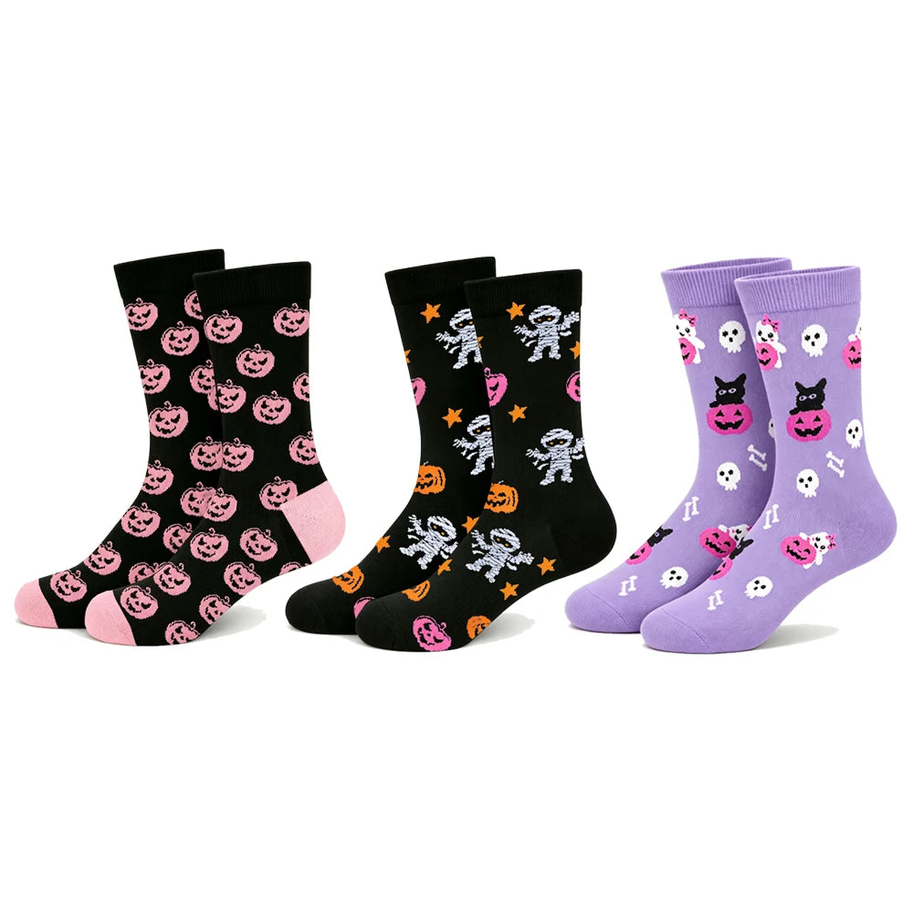 1 Pair of Halloween Casual Socks for Men and Women in Autumn and Winter, Fun Pumpkin Bat Socks, Perfect Gift for Halloween